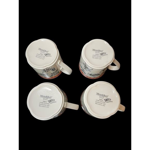 Set of 4 Villeroy & Boch SWITCH 5 PLANTATION Silma Coffee Cups Mugs 3 3/8"h - Picture 7 of 10